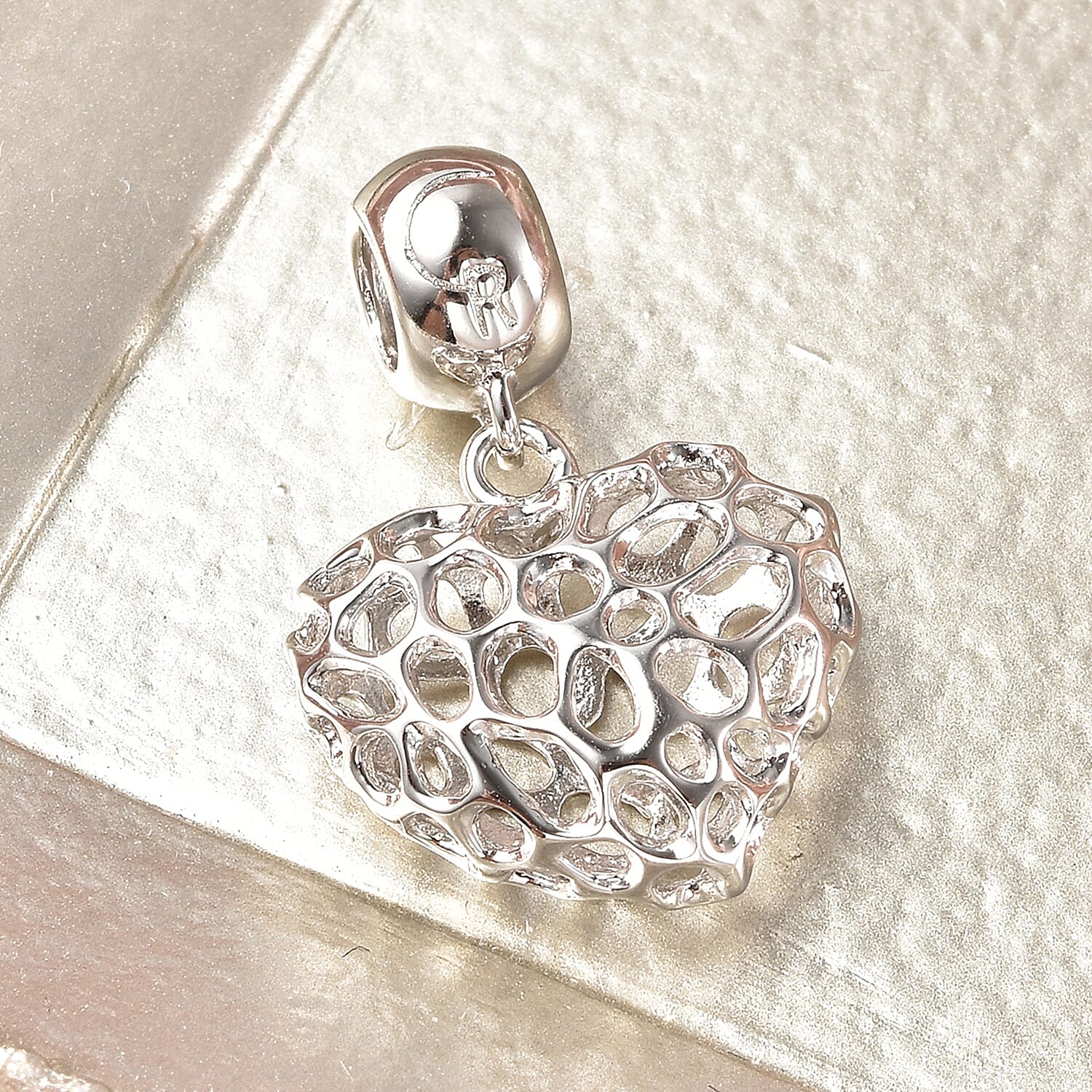 RACHEL GALLEY Rhodium Overlay Sterling Silver Amore Heart Charm