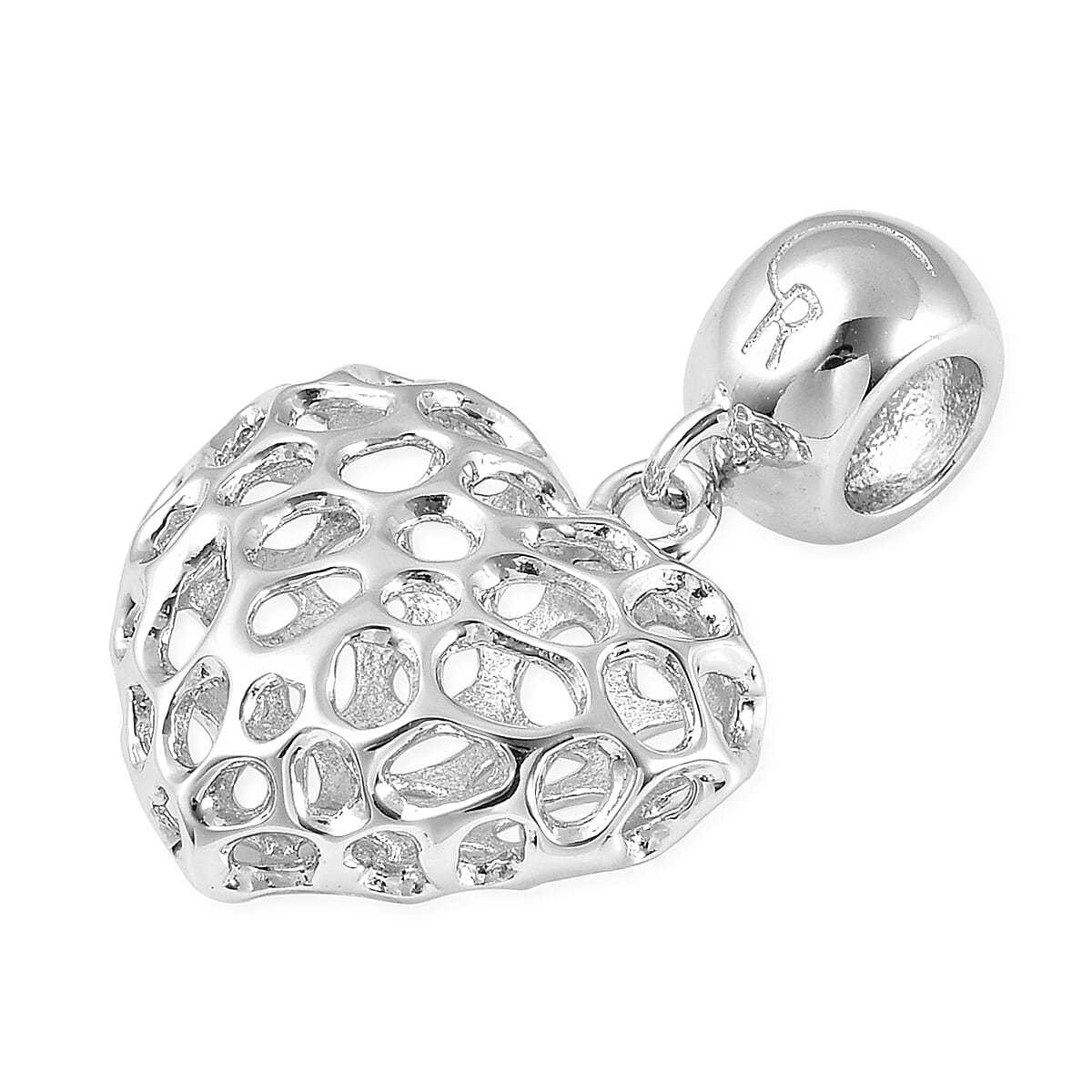 RACHEL GALLEY Rhodium Overlay Sterling Silver Amore Heart Charm