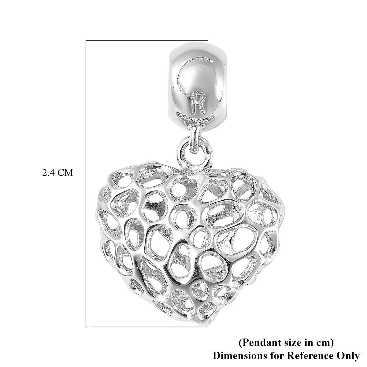 RACHEL GALLEY Rhodium Overlay Sterling Silver Amore Heart Charm