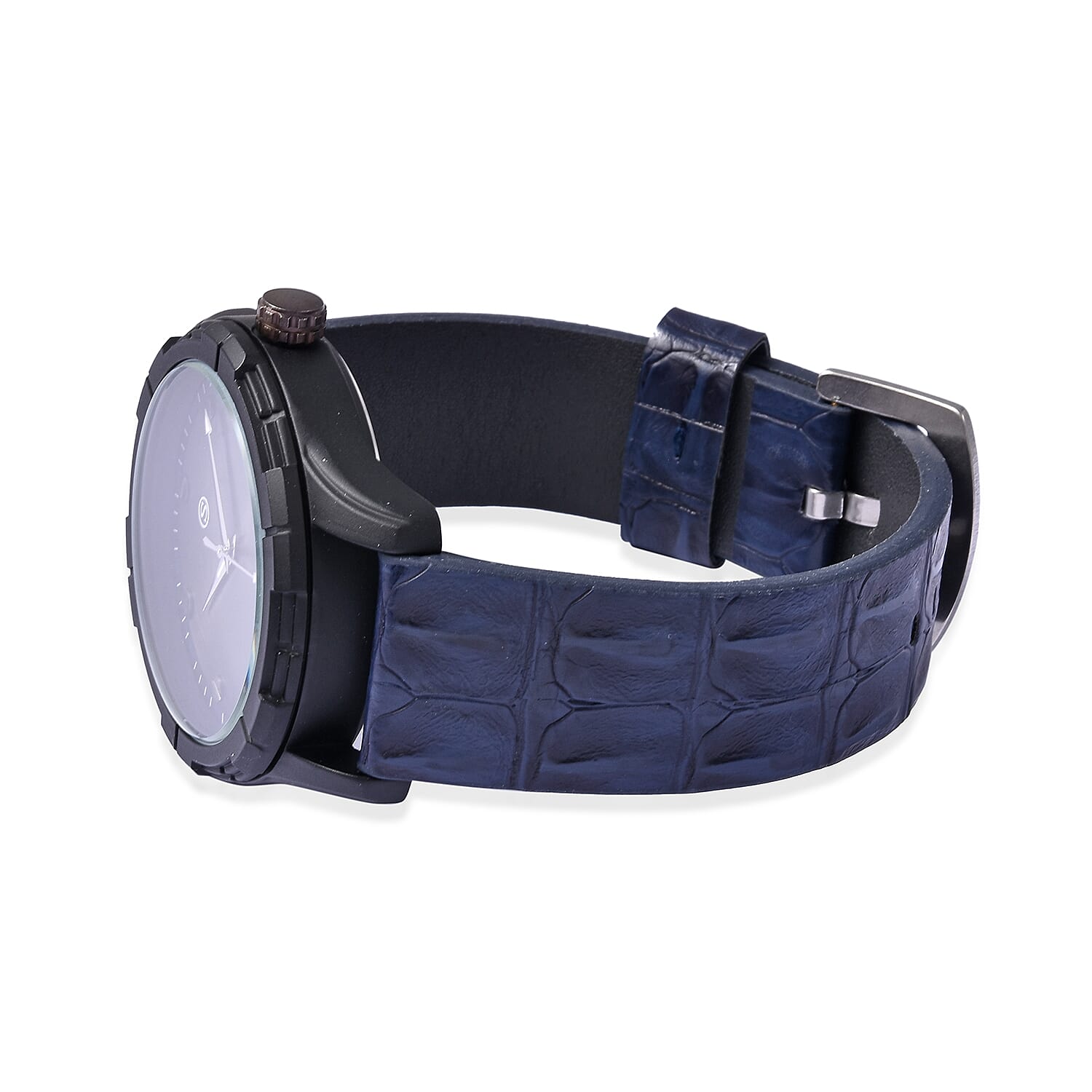 STRADA Japanese Movement Water Resistance Sporty Watch in Black Plating - Navy Blue