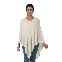 Limited Available - 100% Cashmere Wool Poncho - Cream Colour (Free Size/70x70Cm)