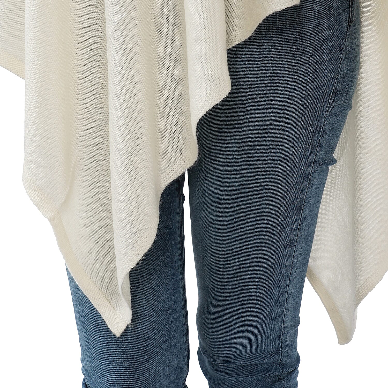 Limited Available - 100% Cashmere Wool Poncho - Cream Colour (Free Size/70x70Cm)