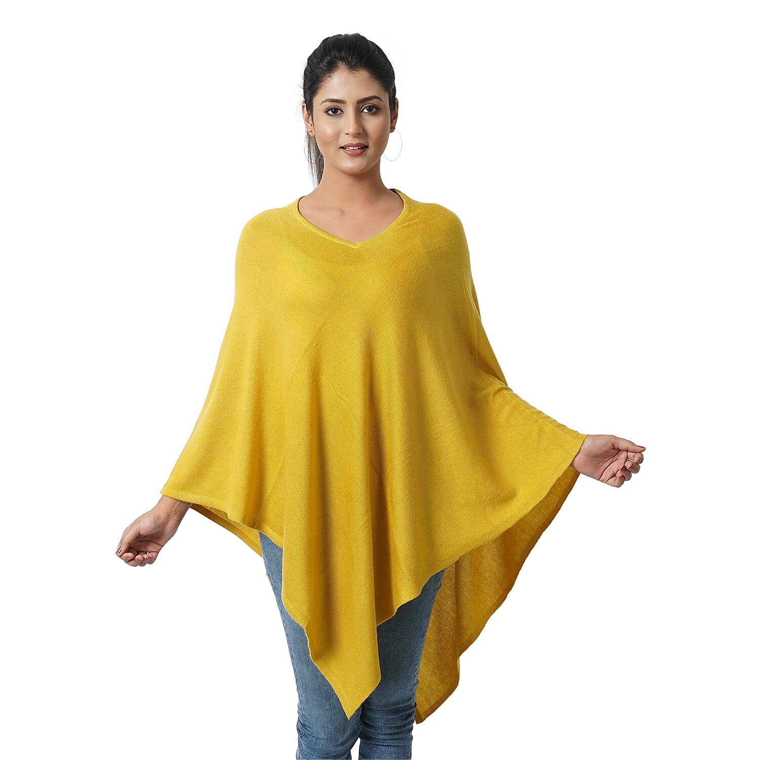 Limited Available - 100%  Cashmere  Wool Poncho-SunFlower Colour (Free Size/70x70Cm)