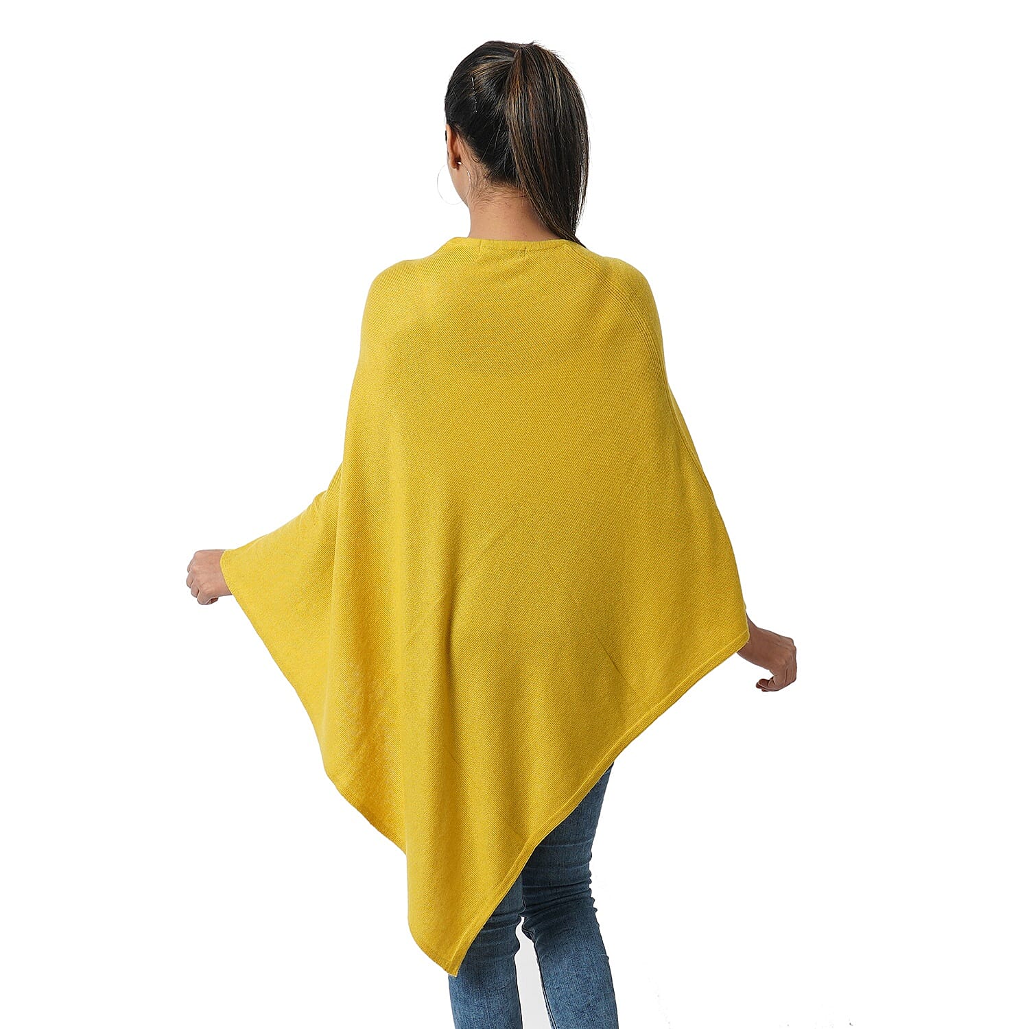 Limited Available - 100%  Cashmere  Wool Poncho-SunFlower Colour (Free Size/70x70Cm)