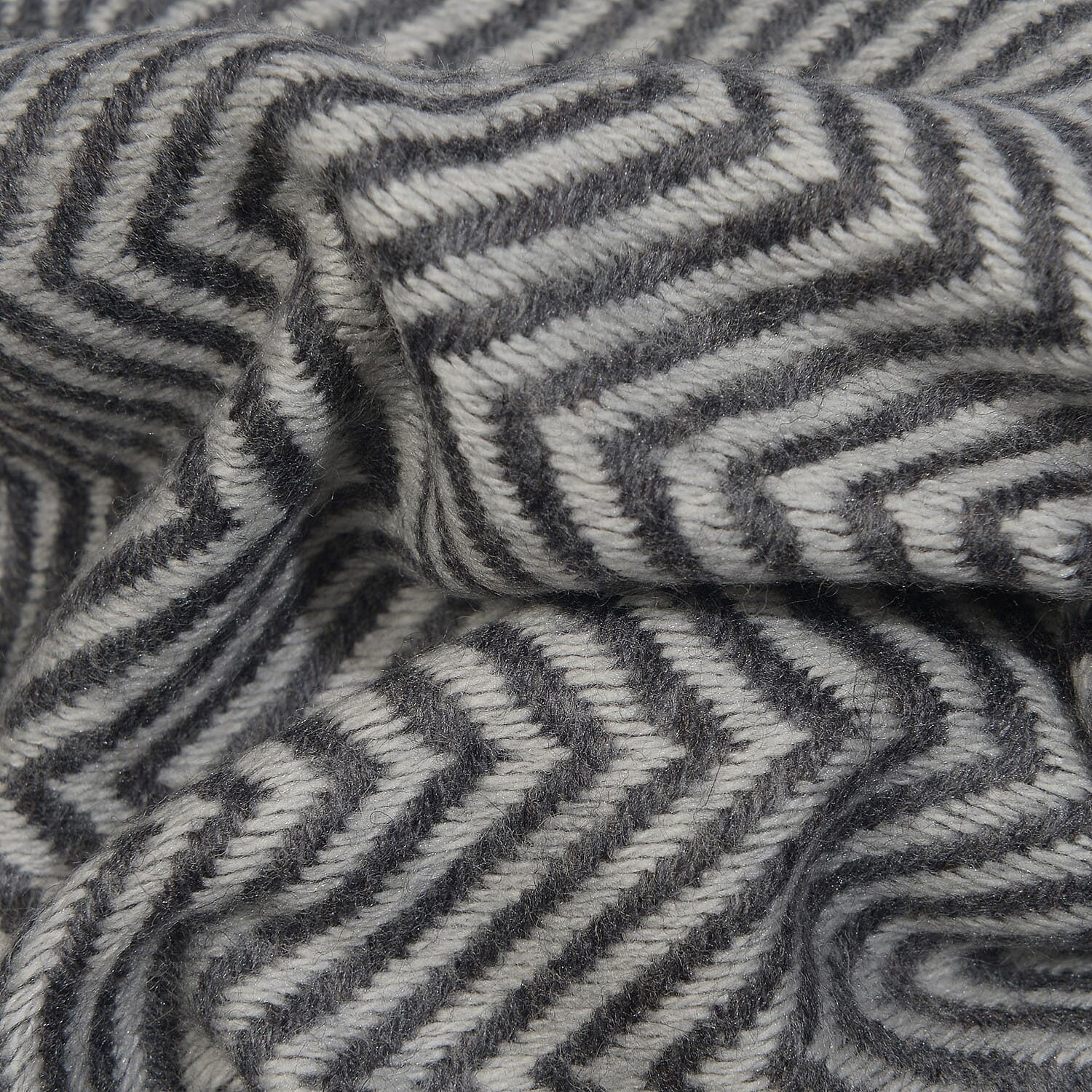 Close Out Deal- Cashmere Wool Wave Design Throw Blanket  (Size 260x140 Cm) -  Dark Grey