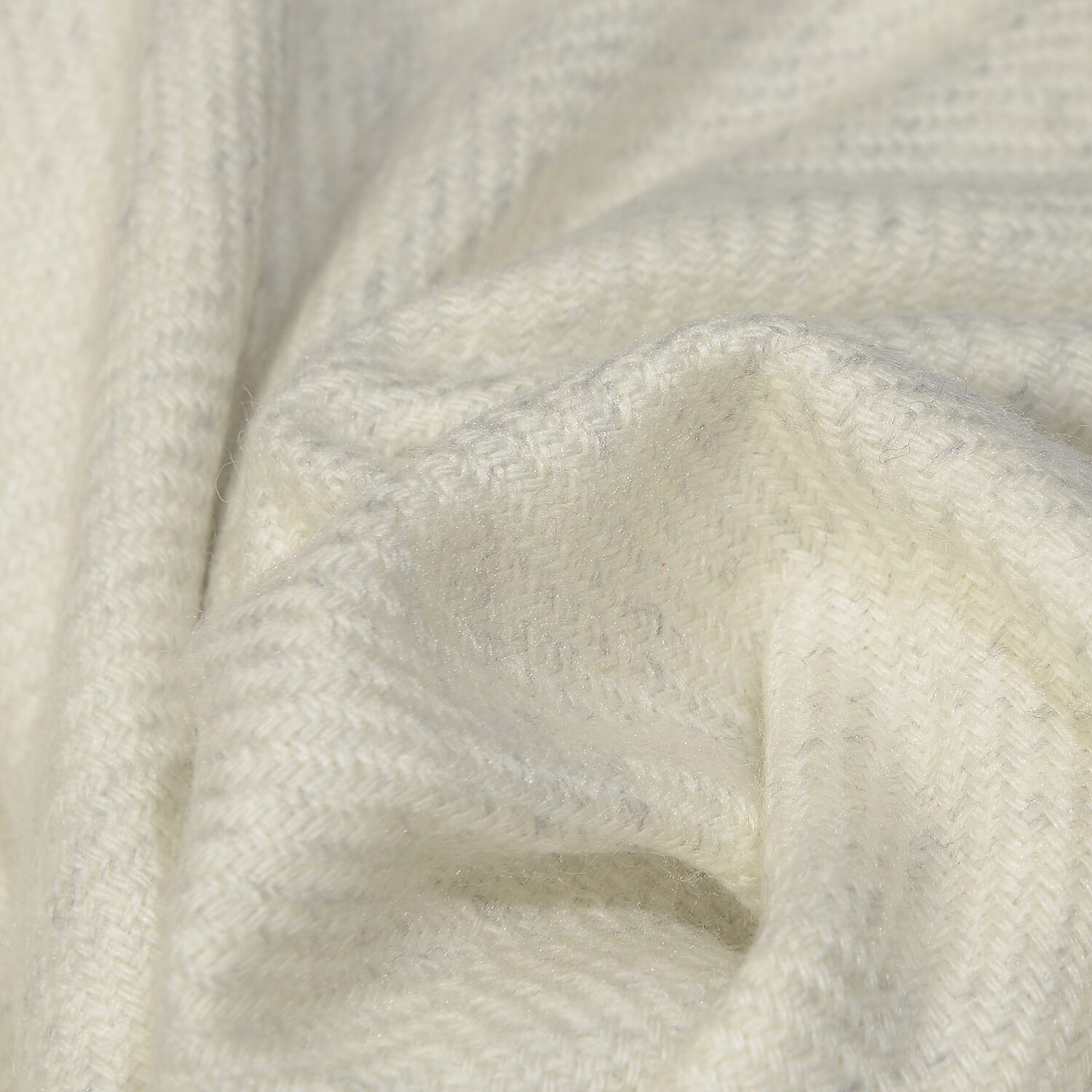 Natural Cashmere Wool Throw Blanket  (Size 260x140 Cm) -  Off-White