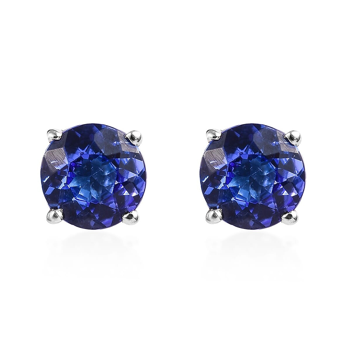RHAPSODY 950 Platinum AAAA Tanzanite (Rnd) Solitaire Stud Earrings (with Screw Back) 1.74 Ct.