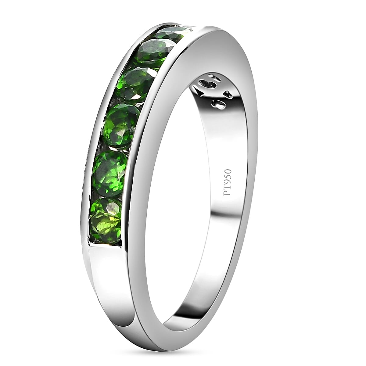 RHAPSODY 950 Platinum AAAA Chrome Diopside (Rnd) Half Eternity Band Ring 1.15 Ct, Platinum Wt 5.19 Gms