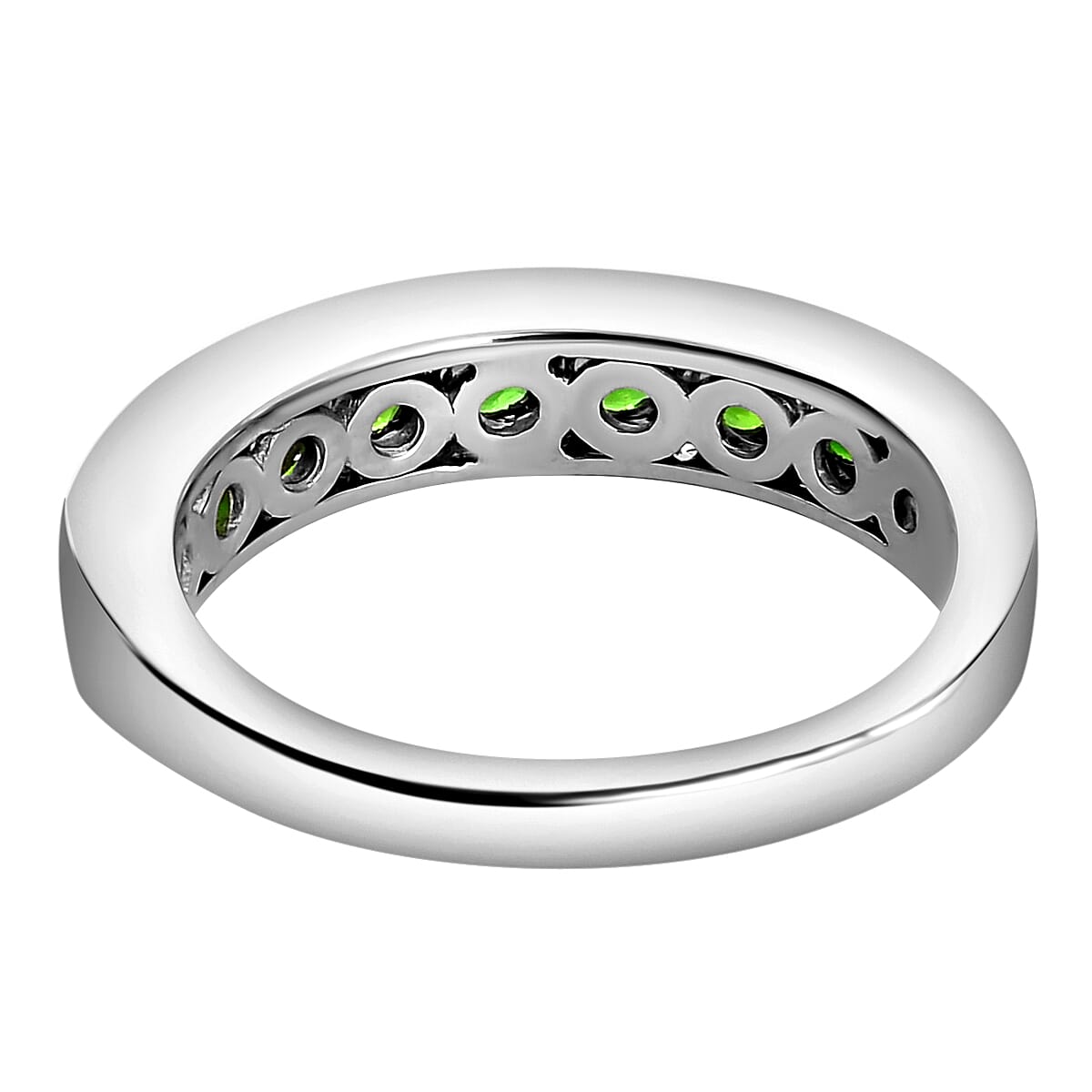 RHAPSODY 950 Platinum AAAA Chrome Diopside (Rnd) Half Eternity Band Ring 1.15 Ct, Platinum Wt 5.19 Gms