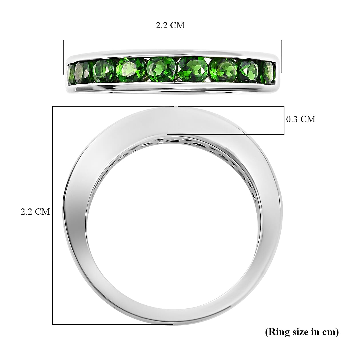 RHAPSODY 950 Platinum AAAA Chrome Diopside (Rnd) Half Eternity Band Ring 1.15 Ct, Platinum Wt 5.19 Gms