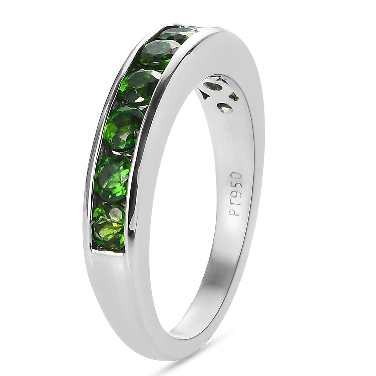 RHAPSODY 950 Platinum AAAA Chrome Diopside (Rnd) Half Eternity Band Ring 1.15 Ct, Platinum Wt 5.19 Gms