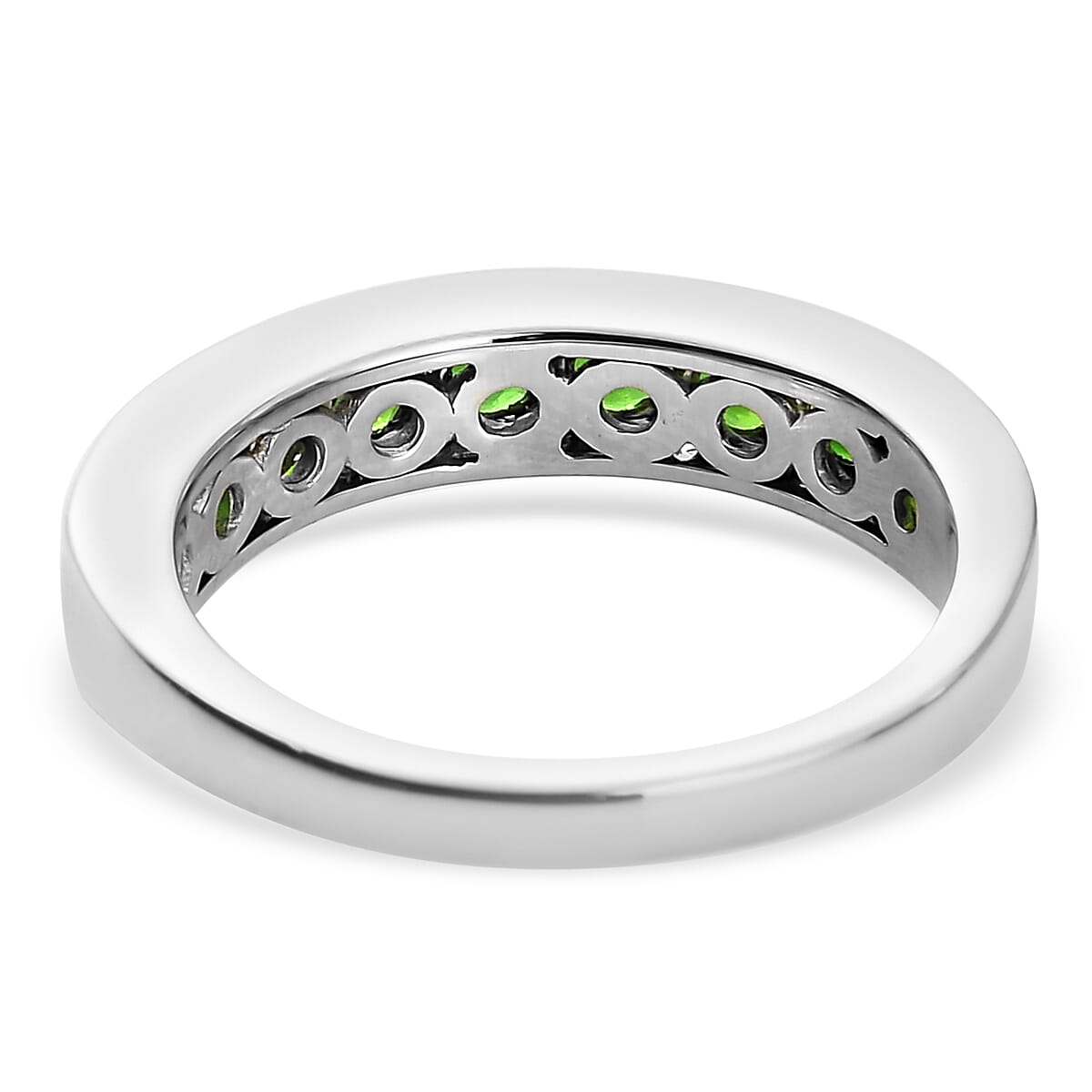 RHAPSODY 950 Platinum AAAA Chrome Diopside (Rnd) Half Eternity Band Ring 1.15 Ct, Platinum Wt 5.19 Gms