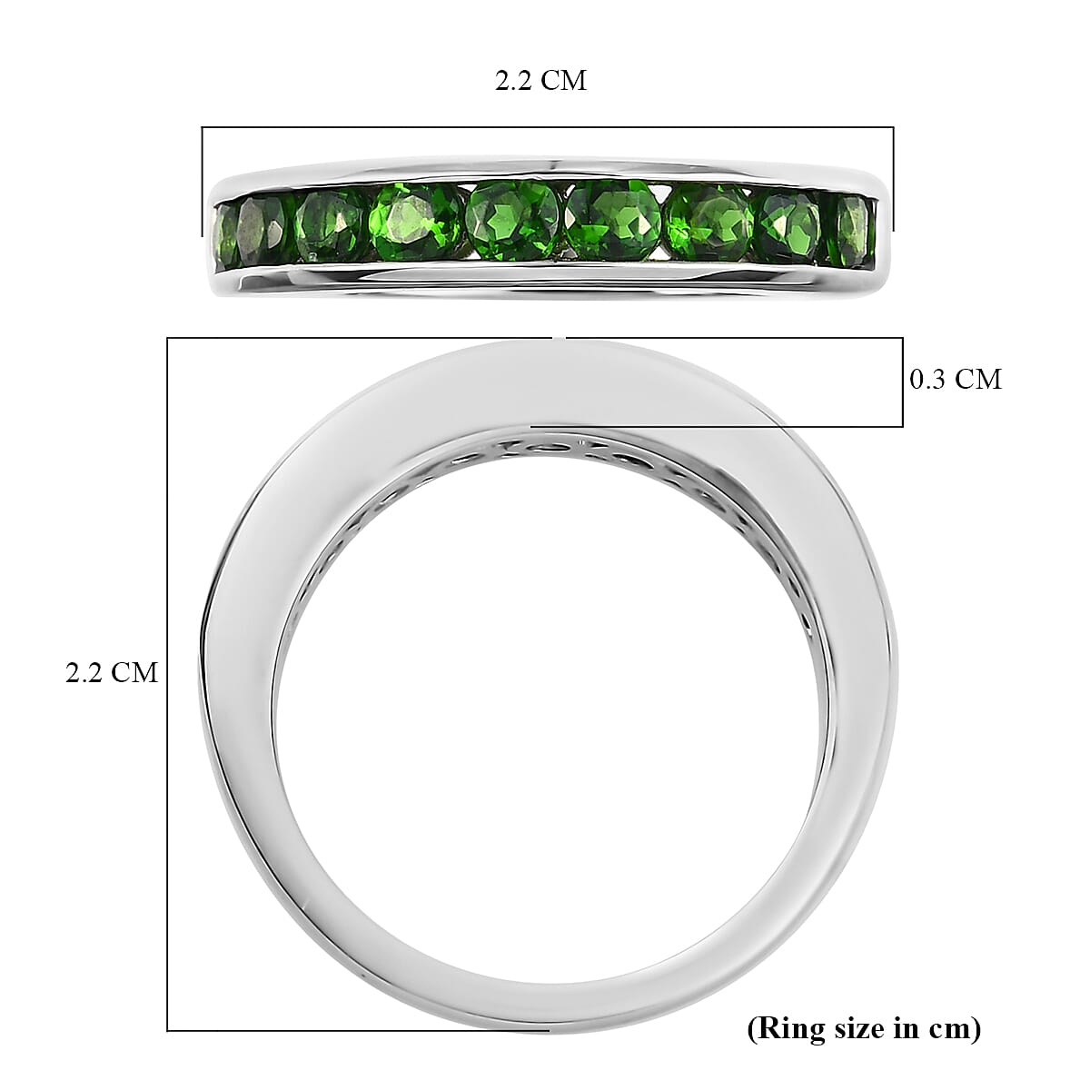 RHAPSODY 950 Platinum AAAA Chrome Diopside (Rnd) Half Eternity Band Ring 1.15 Ct, Platinum Wt 5.19 Gms