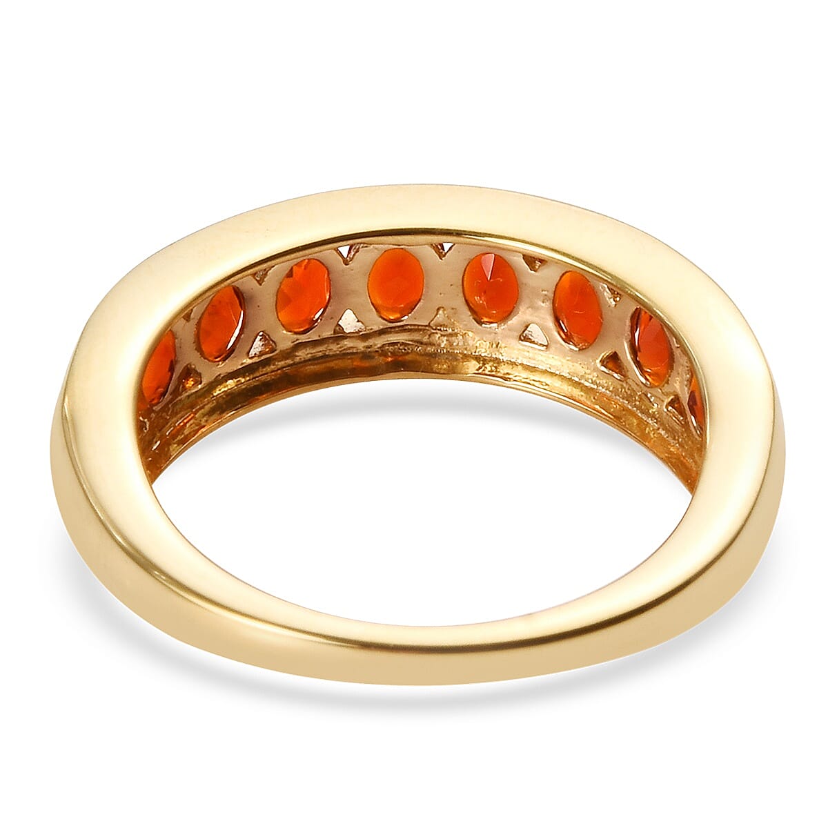 Jalisco Fire Opal (Ovl) Half Eternity Band Ring in 14K Gold Overlay Sterling Silver 1.00 Ct.