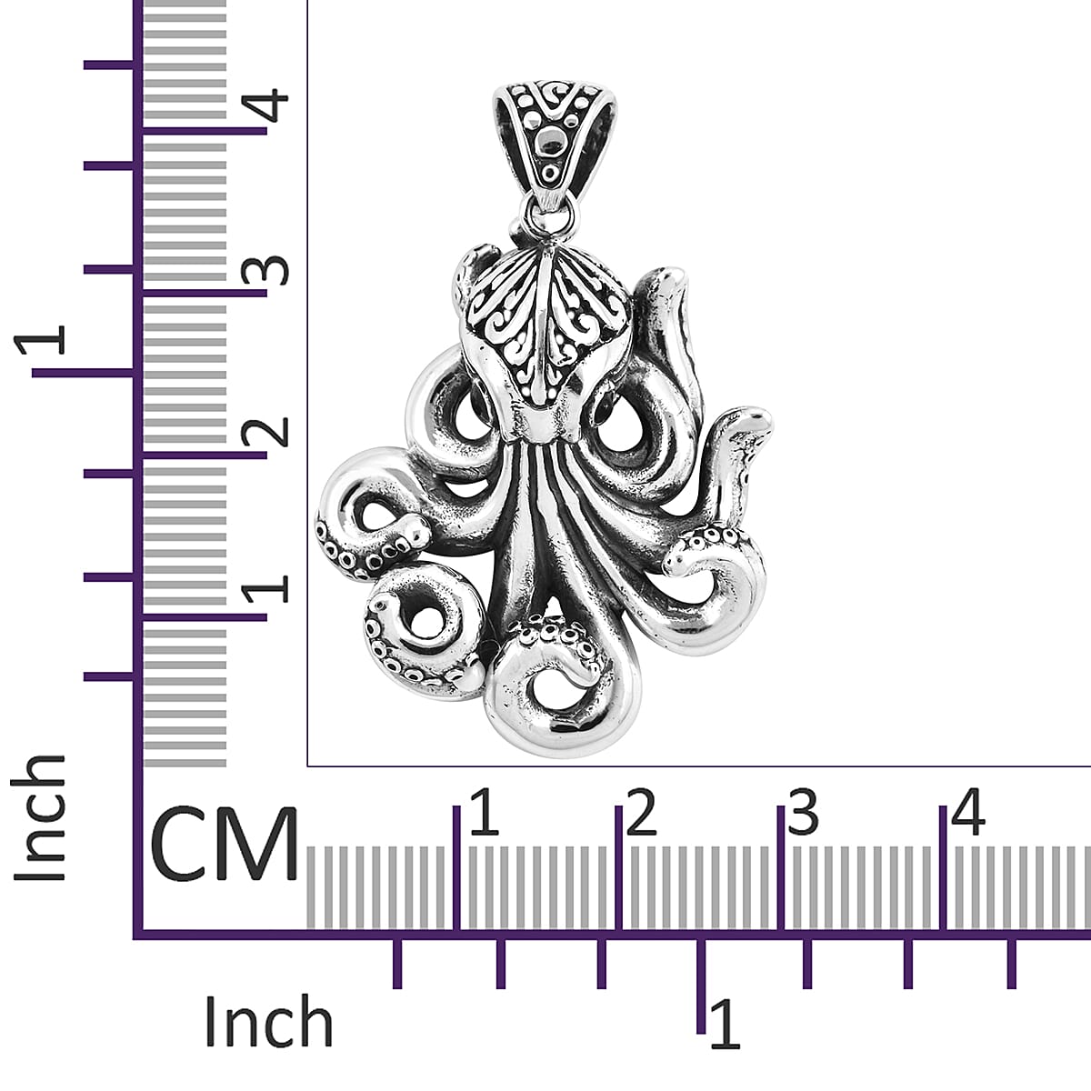 One Time Deal- Sterling Silver Octopus Pendant, Silver wt 12.93 Gms