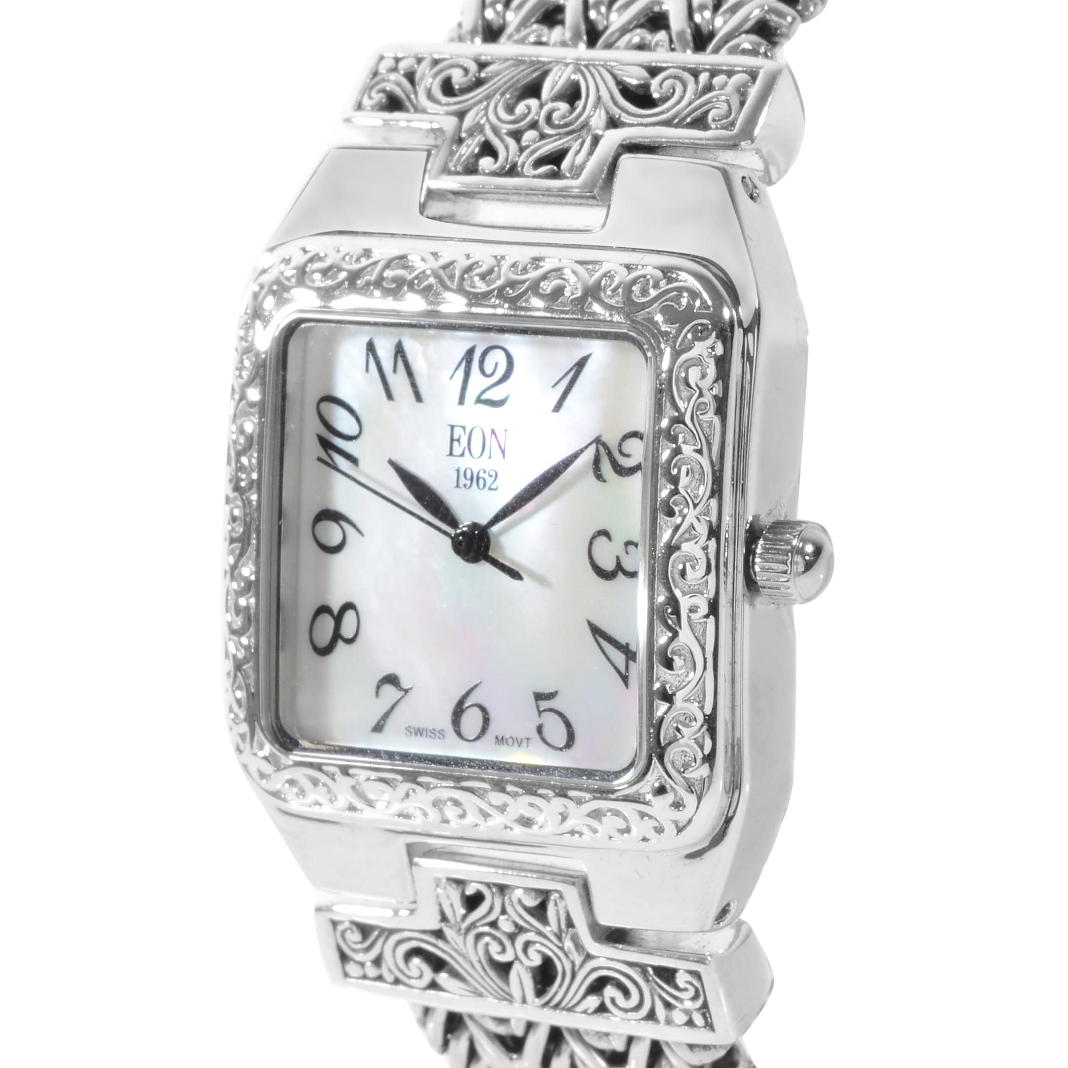 Royal Bali Collection EON 1962 Swiss Movement Water Resistant Watch (Size 6.75) in Sterling Silver, Silver Wt. 58.00 Gms