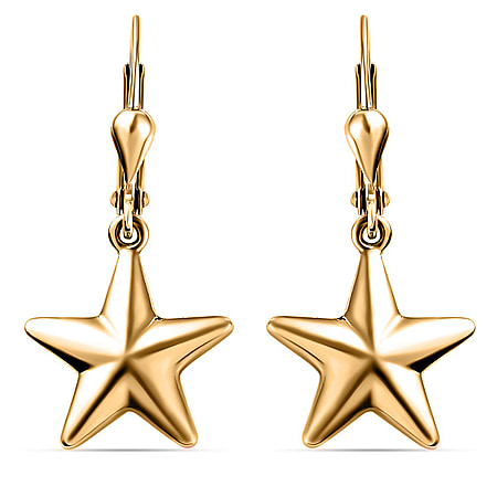 Star Lever Back Earrings in Sterling Silver with 18K Vermeil Yellow Gold