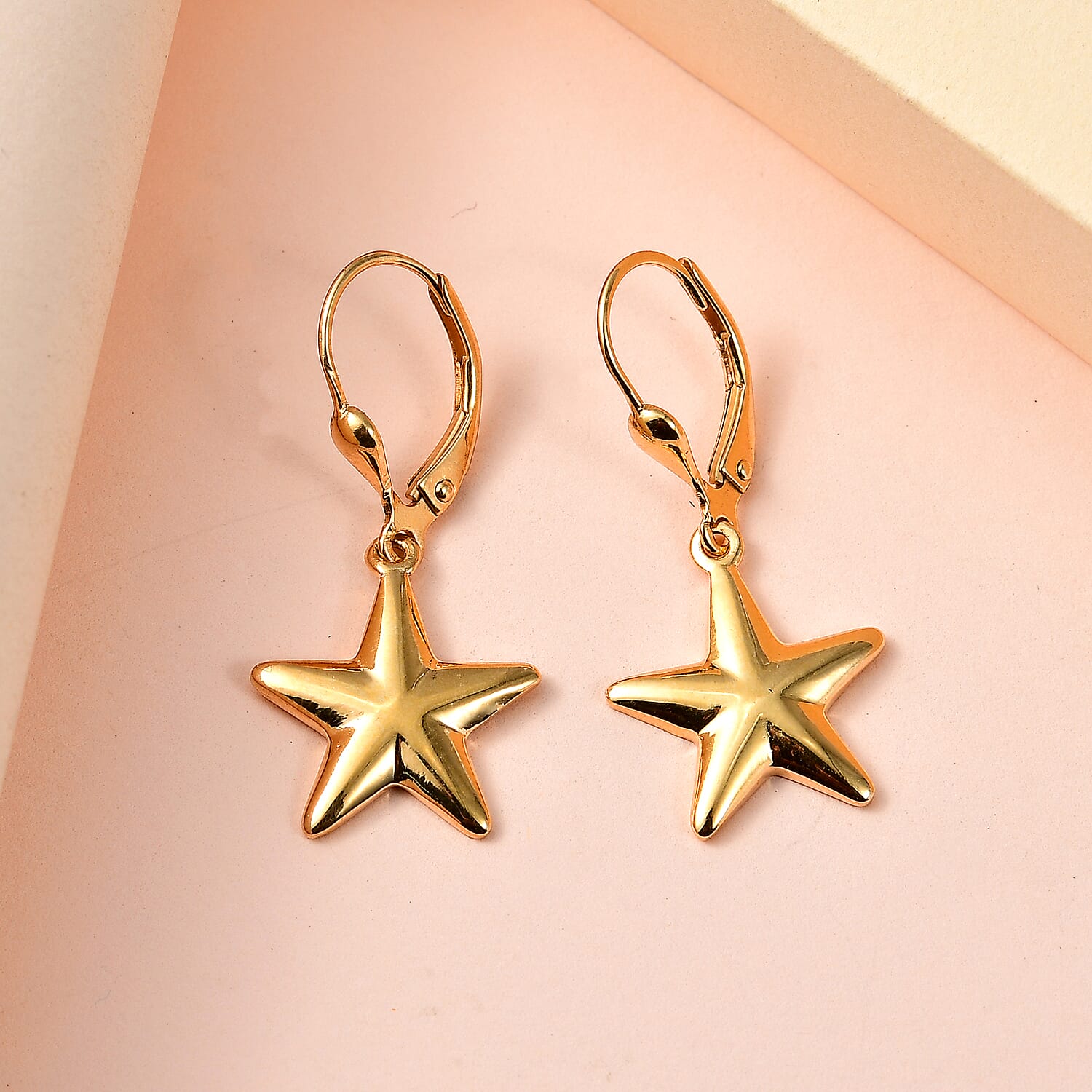 Star Earrings with Lever Back in 18K Vermeil Yellow Gold Plated Sterling Silver