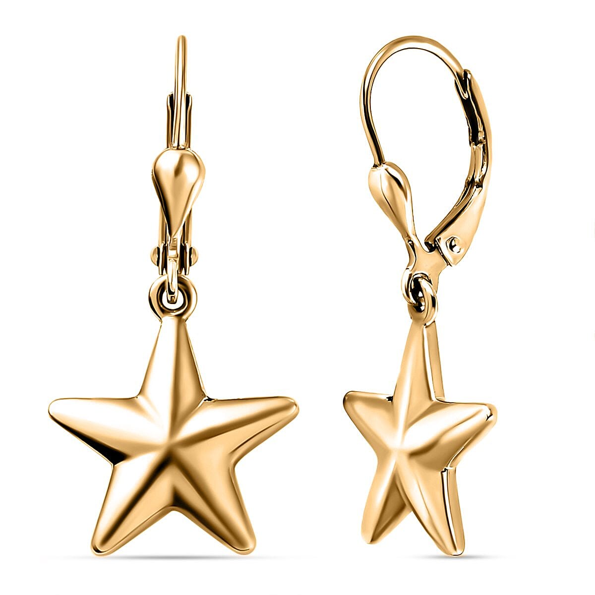 Star Earrings with Lever Back in 18K Vermeil Yellow Gold Plated Sterling Silver