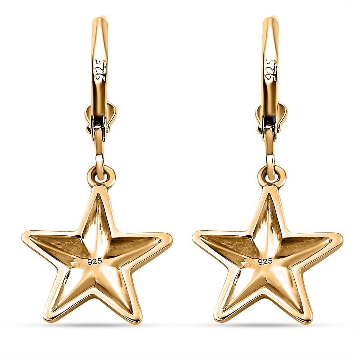 Star Earrings with Lever Back in 18K Vermeil Yellow Gold Plated Sterling Silver