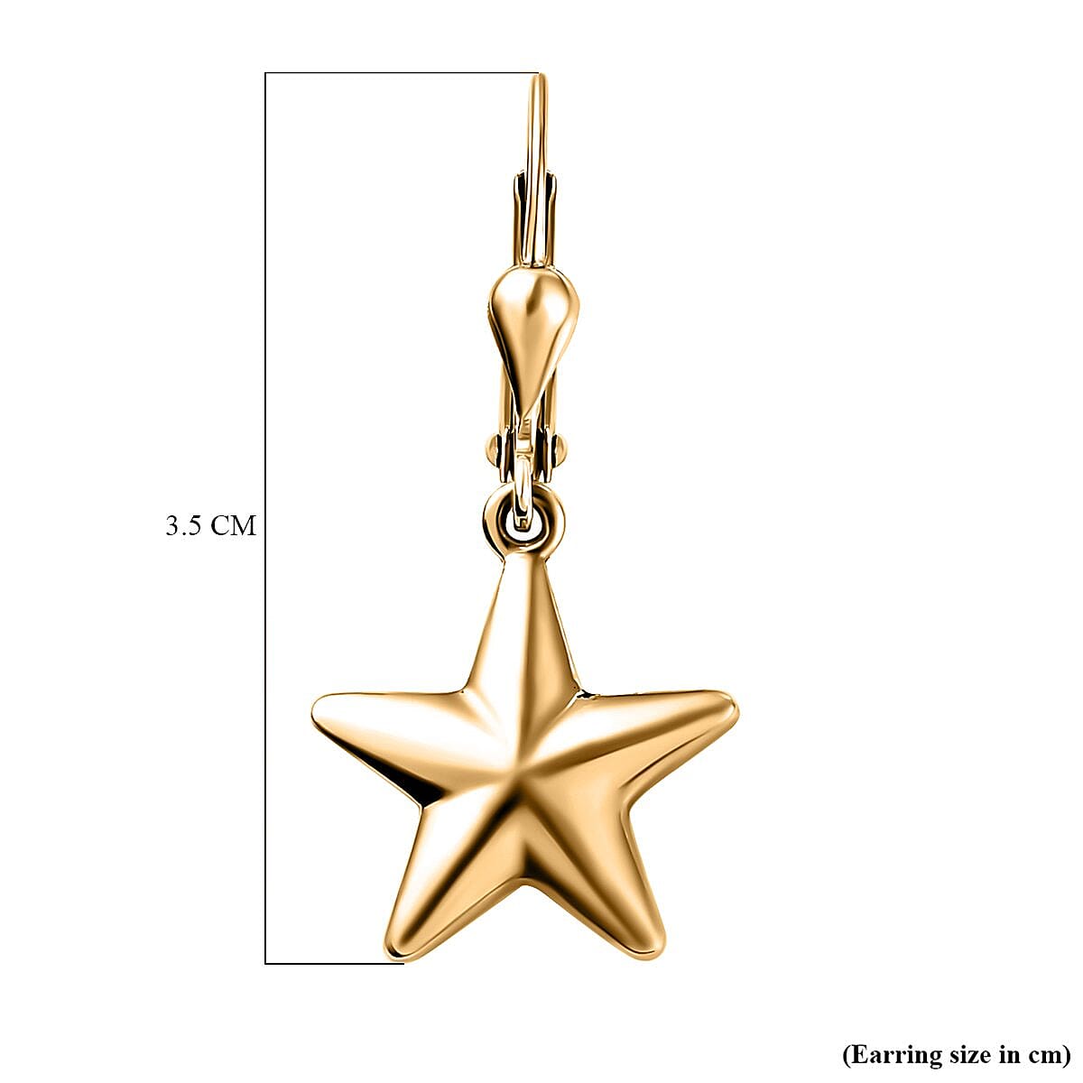Star Earrings with Lever Back in 18K Vermeil Yellow Gold Plated Sterling Silver