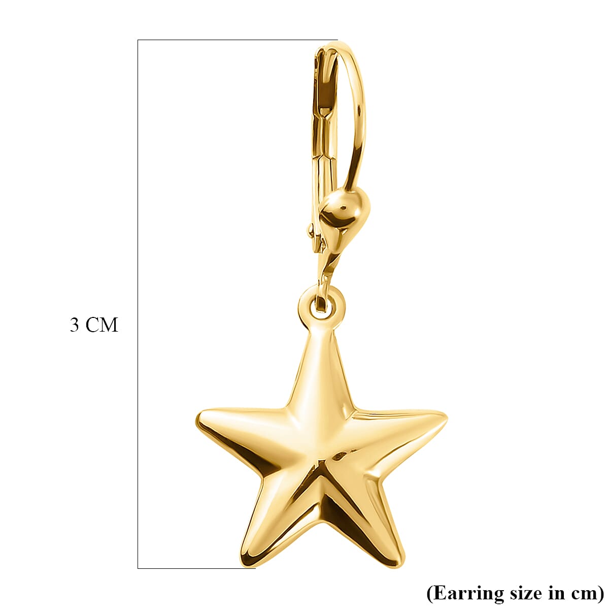 Star Earrings with Lever Back in 18K Vermeil Yellow Gold Plated Sterling Silver