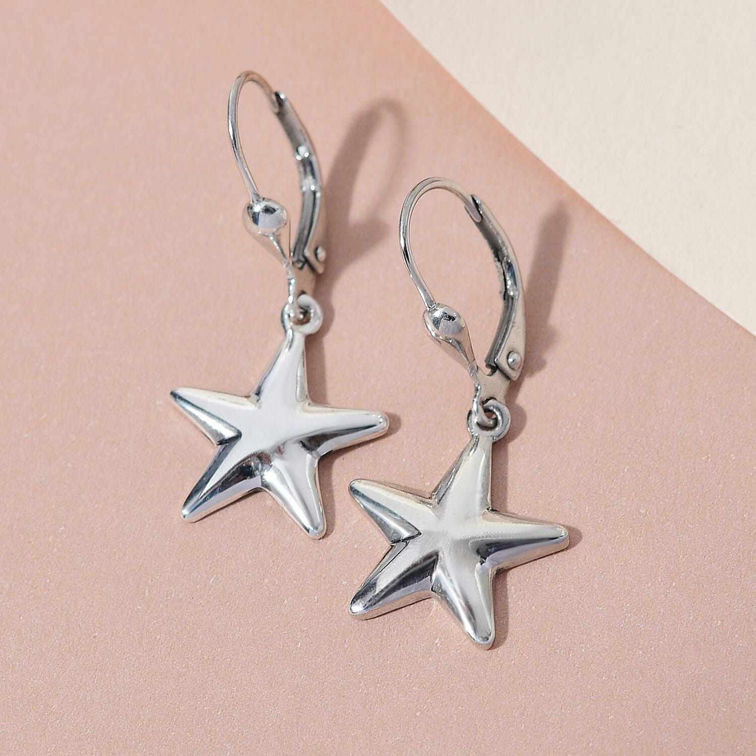 Star Earrings in Platinum Overlay Sterling Silver