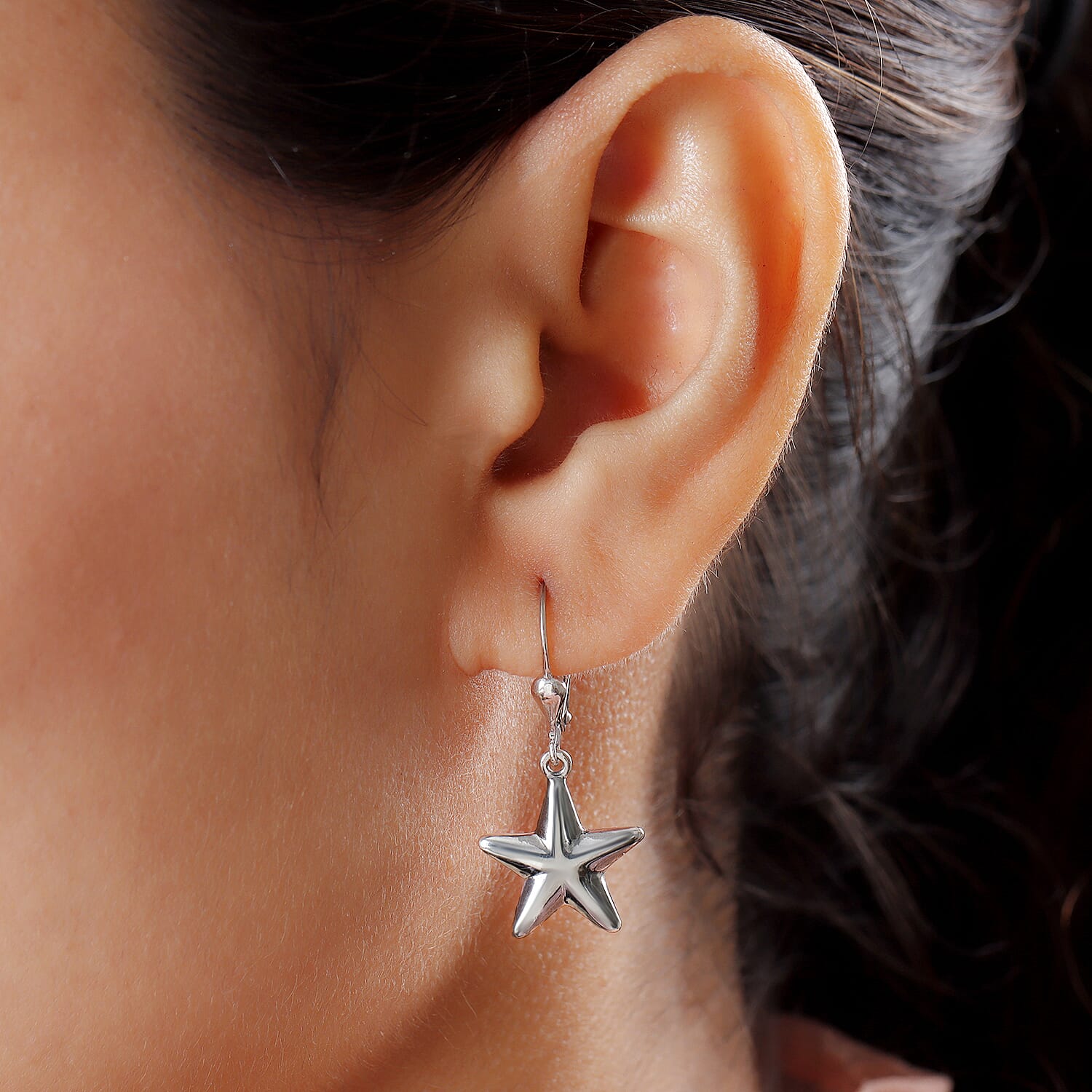Star Earrings in Platinum Overlay Sterling Silver
