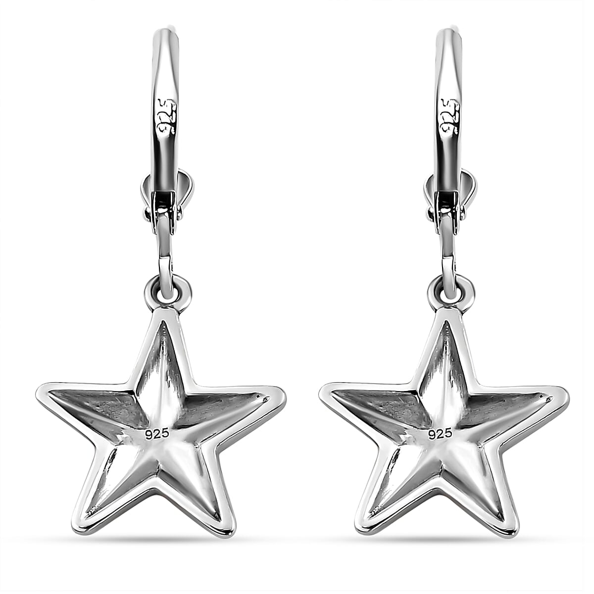 Star Earrings in Platinum Overlay Sterling Silver