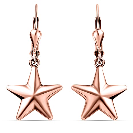 Star Earrings in 18K Vermeil Rose Gold Plated Sterling Silver, Silver Wt 5.40 GM