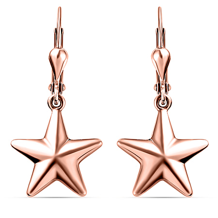 Star Lever Back Earrings in Sterling Silver with 18K Vermeil Rose Gold