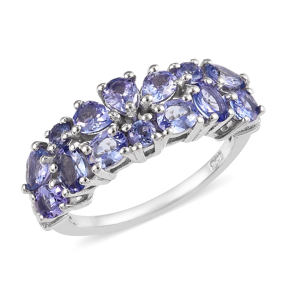 Tanzanite Ring in Platinum Overlay Sterling Silver 2.00 Ct.