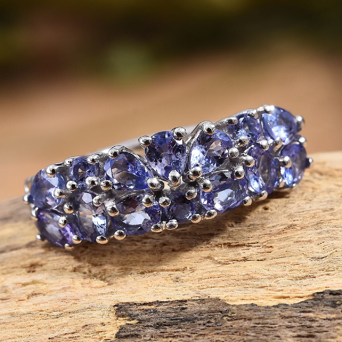 Tanzanite Ring in Platinum Overlay Sterling Silver 2.00 Ct.