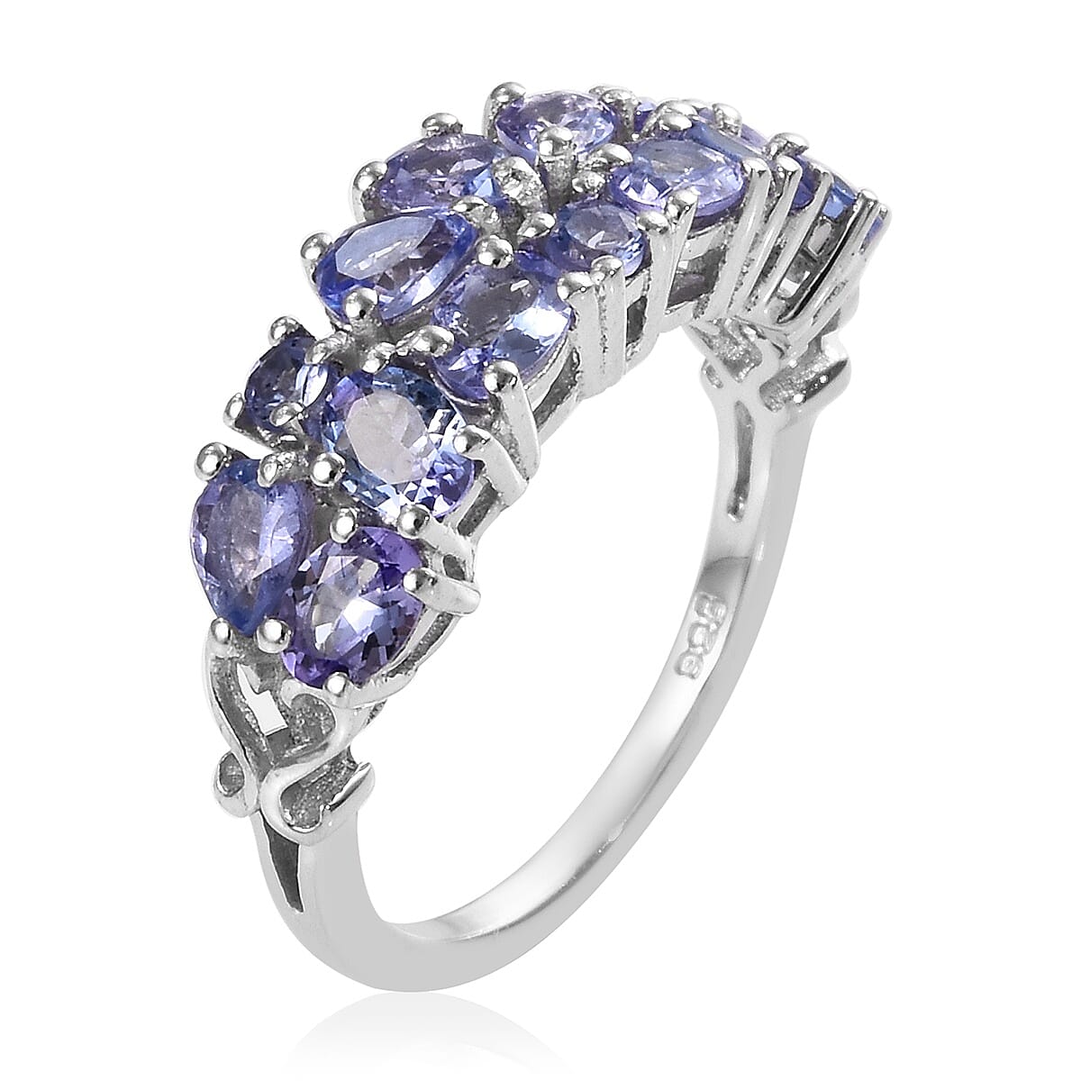 Tanzanite Ring in Platinum Overlay Sterling Silver 2.00 Ct.