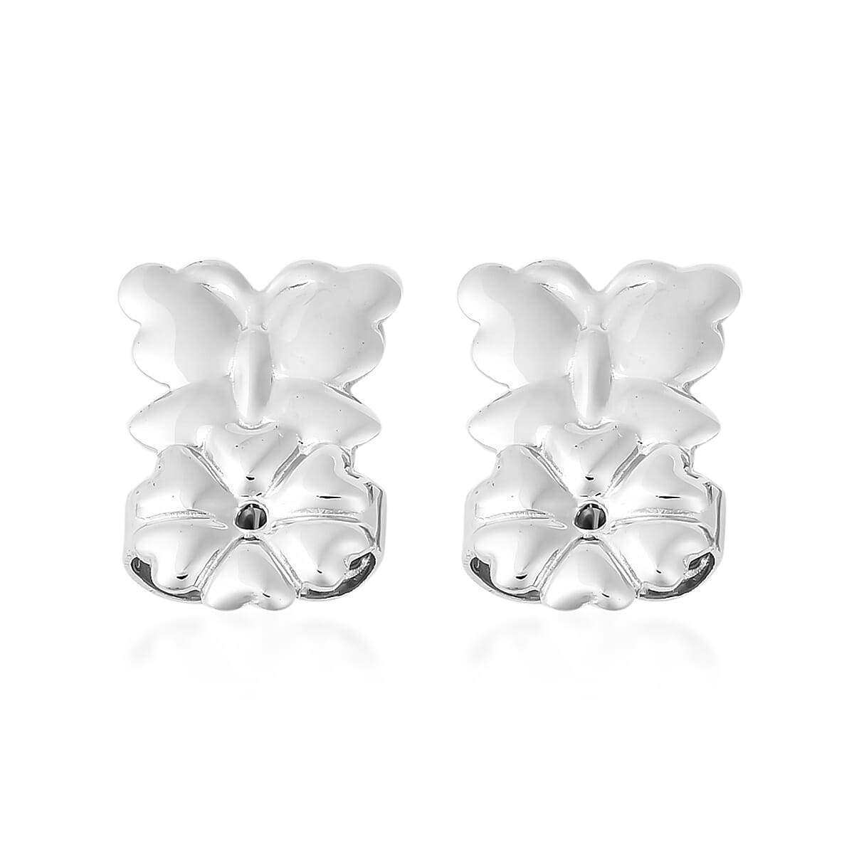 Butterfly Design Lifting Miracle Backs Rhodium Overlay Sterling Silver