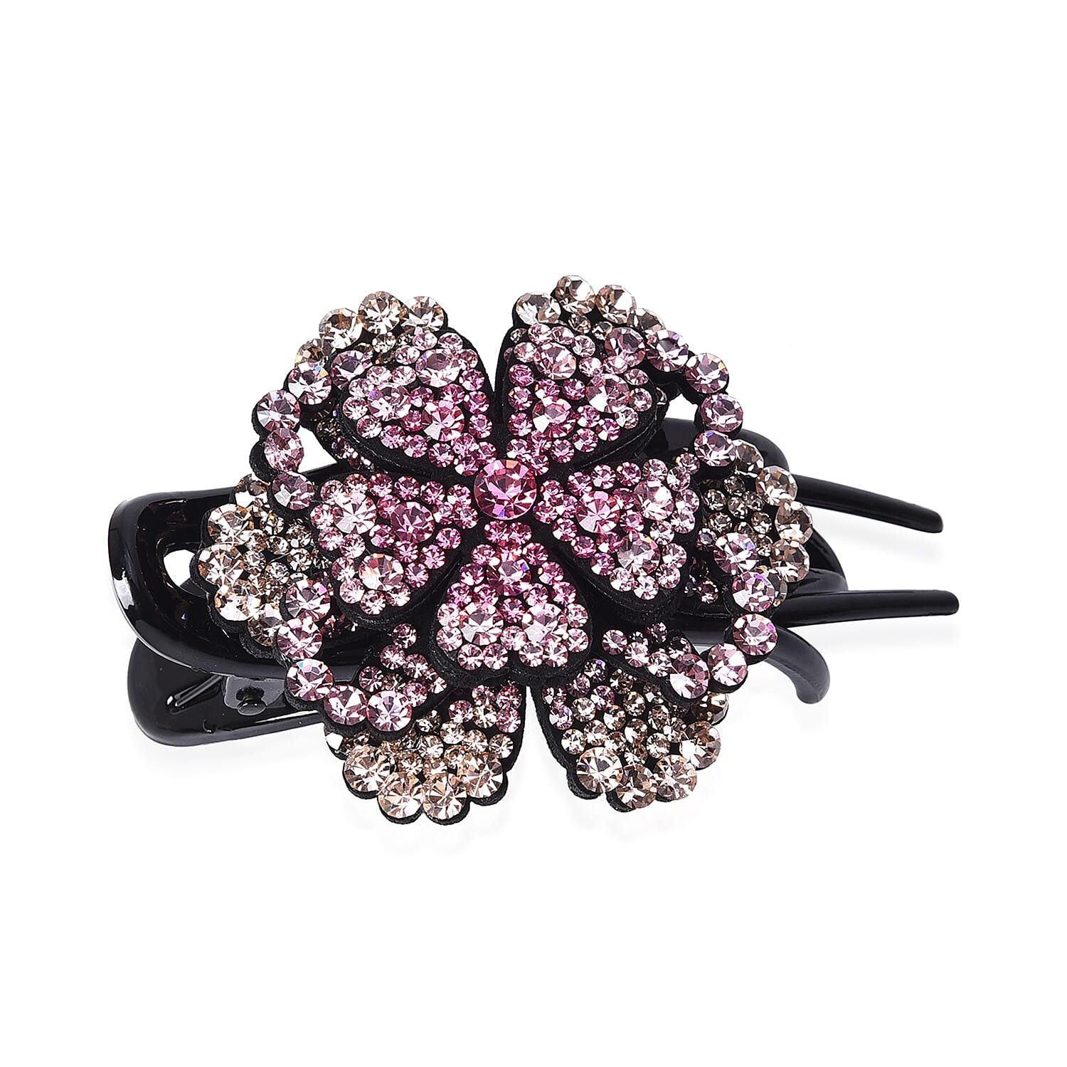 Three Teeth Flower Duck Clip - Dark Pink, Light Pink and Champagne