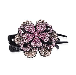 Three Teeth Flower Duck Clip - Dark Pink, Light Pink and Champagne
