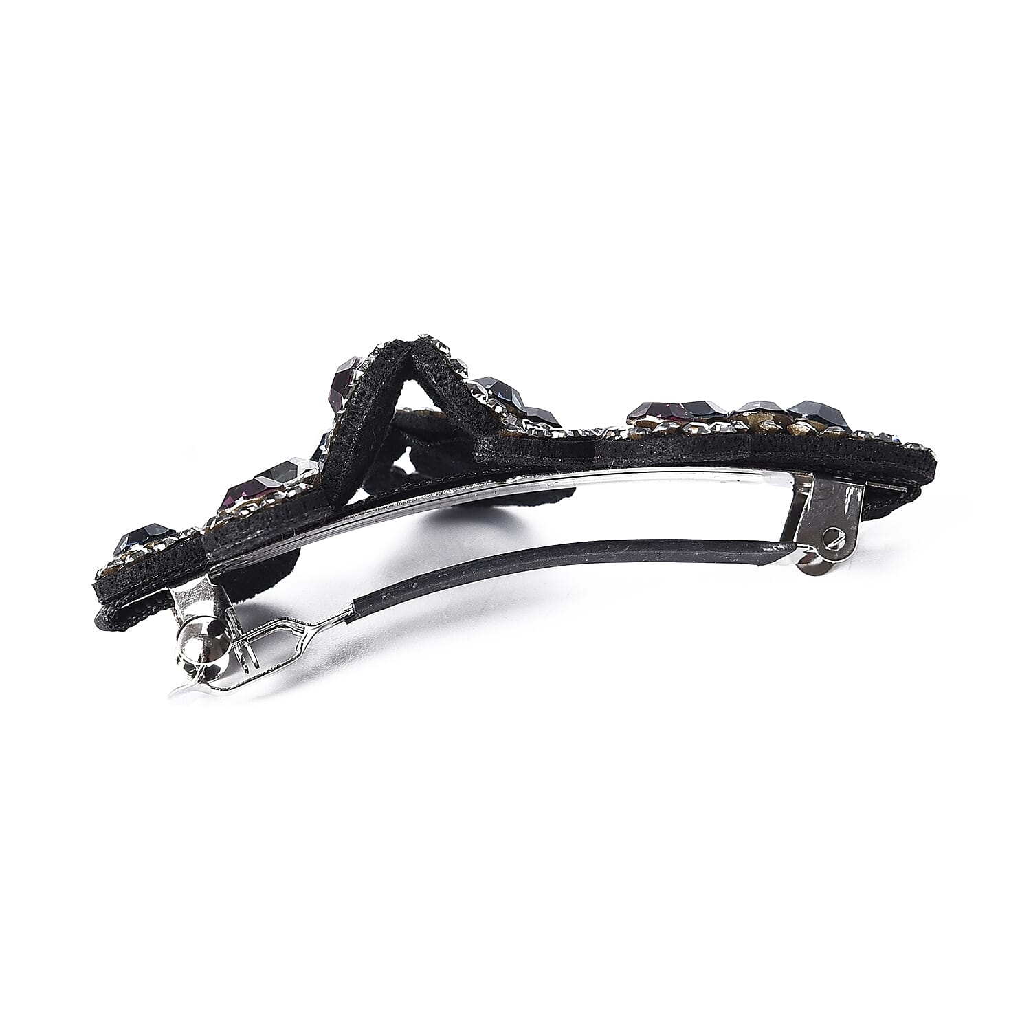 Austrian Crystal Butterfly & Flower Hair Clip - Dark Green