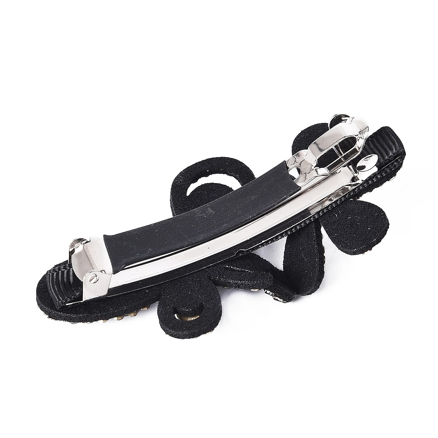 Austrian Crystal Butterfly & Flower Hair Clip - Dark Green