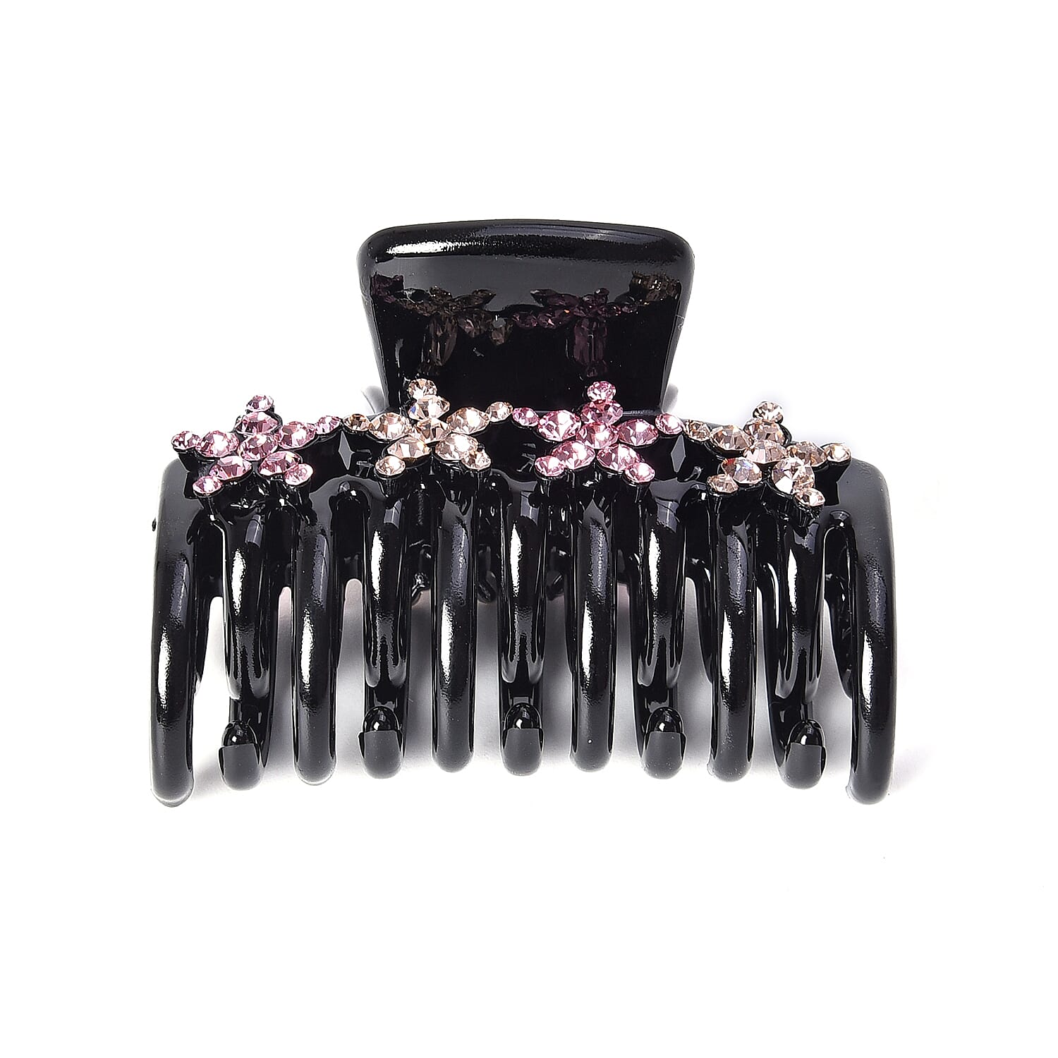 Crystal Studded Hair Claw Clip - Champagne and Light Pink