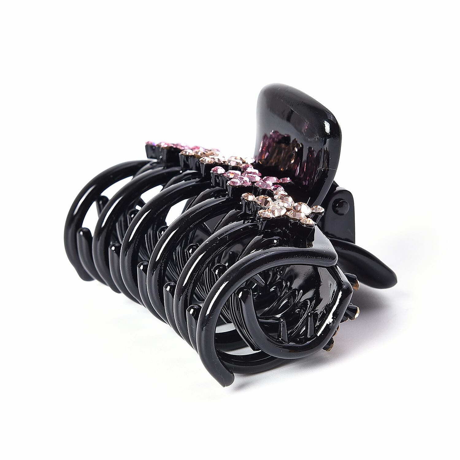 Crystal Studded Hair Claw Clip - Champagne and Light Pink