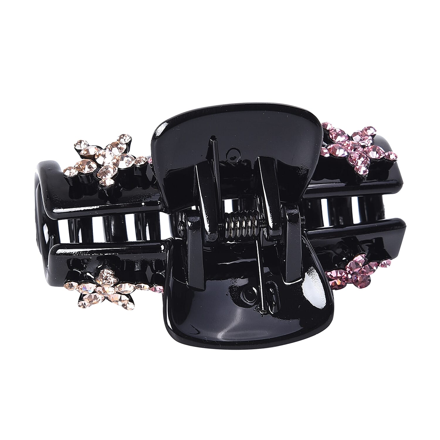 Crystal Studded Hair Claw Clip - Champagne and Light Pink