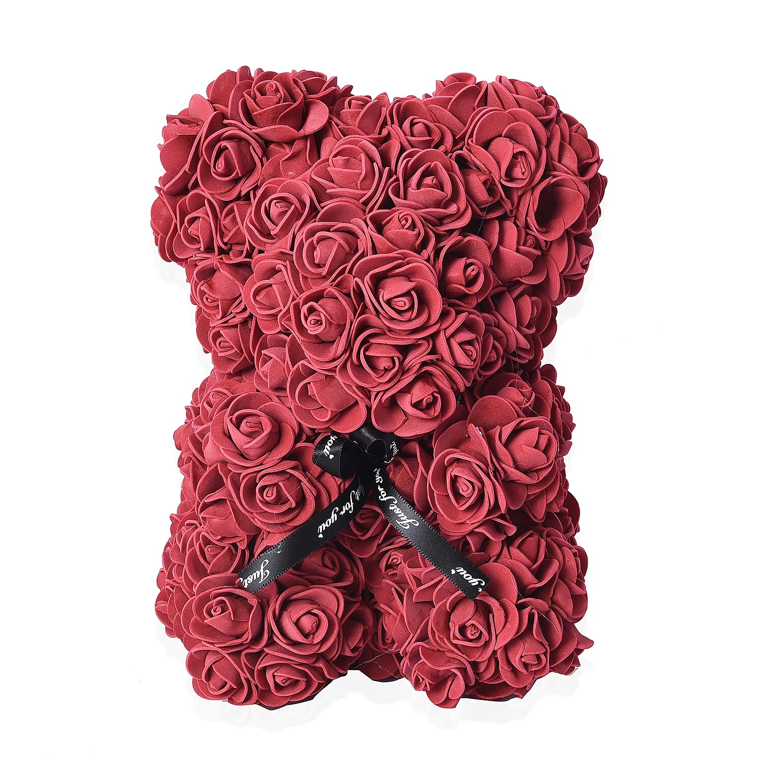 Lovely Rose Flower Bear with Bow Tie - Wine Red