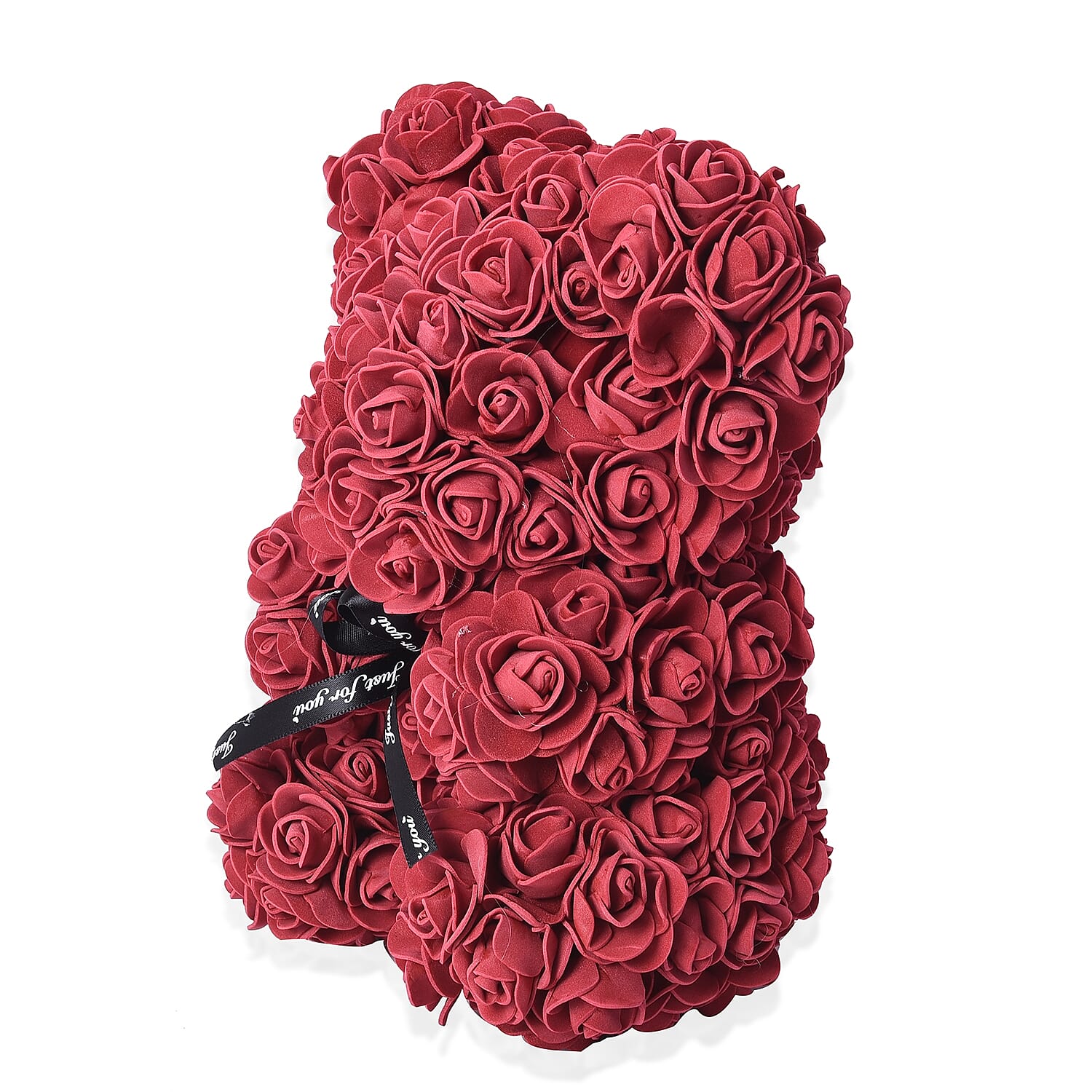 Lovely Rose Flower Bear with Bow Tie - Wine Red