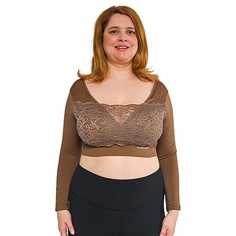 SANKOM SWITZERLAND Patent Classic Bra with Full Lace Cover (Size XXL - XXXL, 22-24) Beige Colour