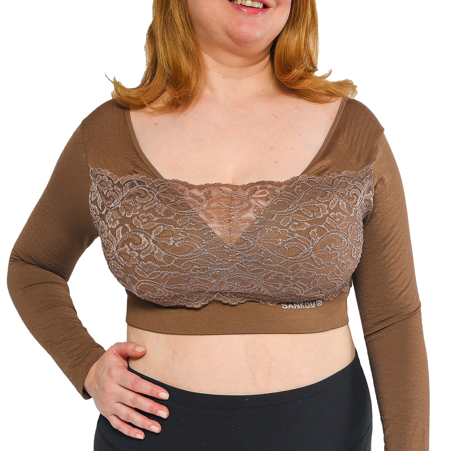 SANKOM SWITZERLAND Patent Classic Bra with Full Lace Cover (Size XXL - XXXL, 22-24) Beige Colour