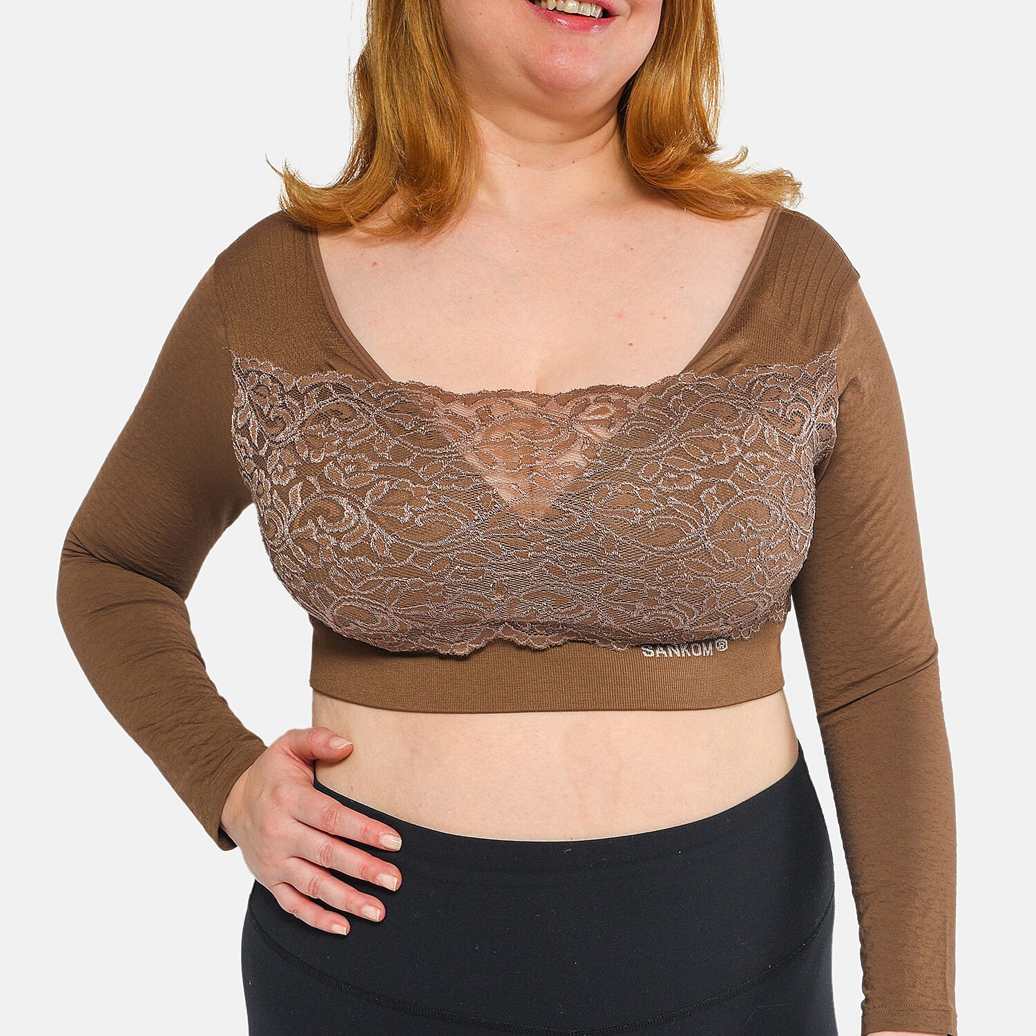 SANKOM SWITZERLAND Patent Classic Bra with Full Lace Cover (Size XXL, 18-20) Taupe Colour