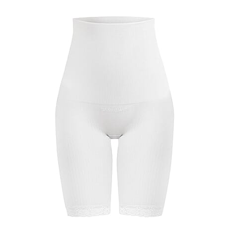 2 Piece Set - SANKOM SWITZERLAND Patent Classic Posture Correction Shapers Shorts with Lace (Size XXL 20-22) - Taupe and White