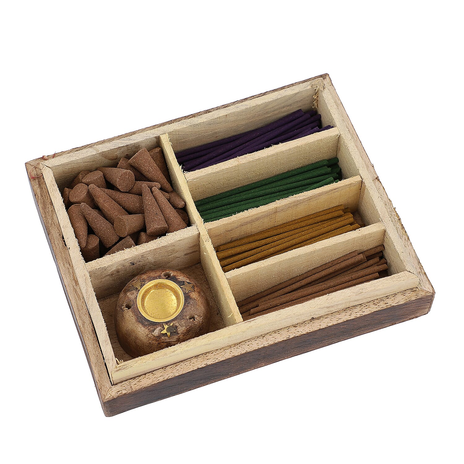 Wooden Incense Gift Set with (120) Incense Sticks, Incense Cones and Wooden Holder  - Sahara Dusk  Fragrance