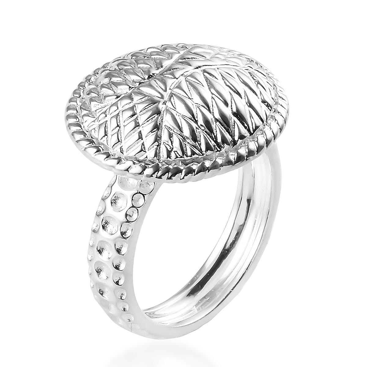 Designer Inspired - 3 Piece Set - Sterling Silver Necklace (Size 18), Ring and Earrings (with Push Back), Silver wt. 30.00 Gms